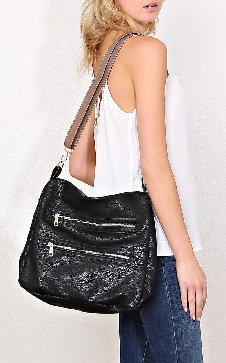 Weekend Ventures Faux Leather Shoulder Bag - N/S - Black by Styles For Less