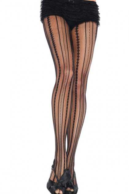 Black Vintage Pinstripe Pantyhose