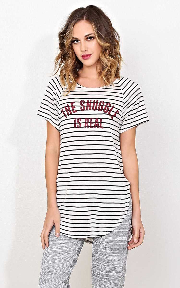 THE SNUGGLE IS REAL Knit Top - - White/Black in Size by Styles For Less