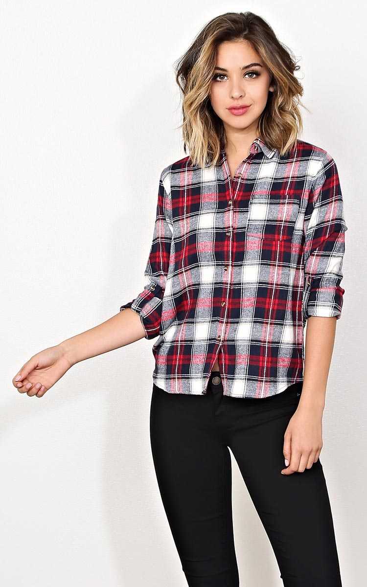 Plaid Pride Flannel Top - MED - Red Combo in Size Medium by Styles For Less