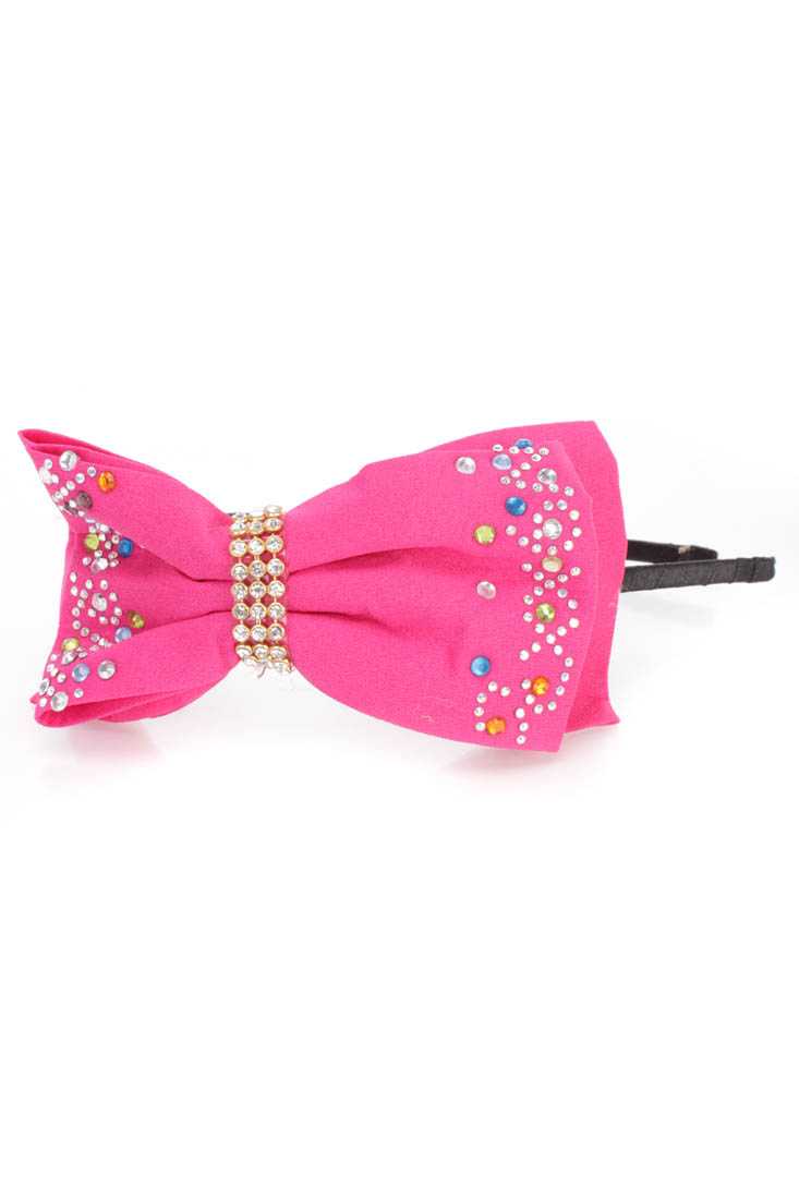 Cute Pink Rhinestone Detail Hair Bow Headband