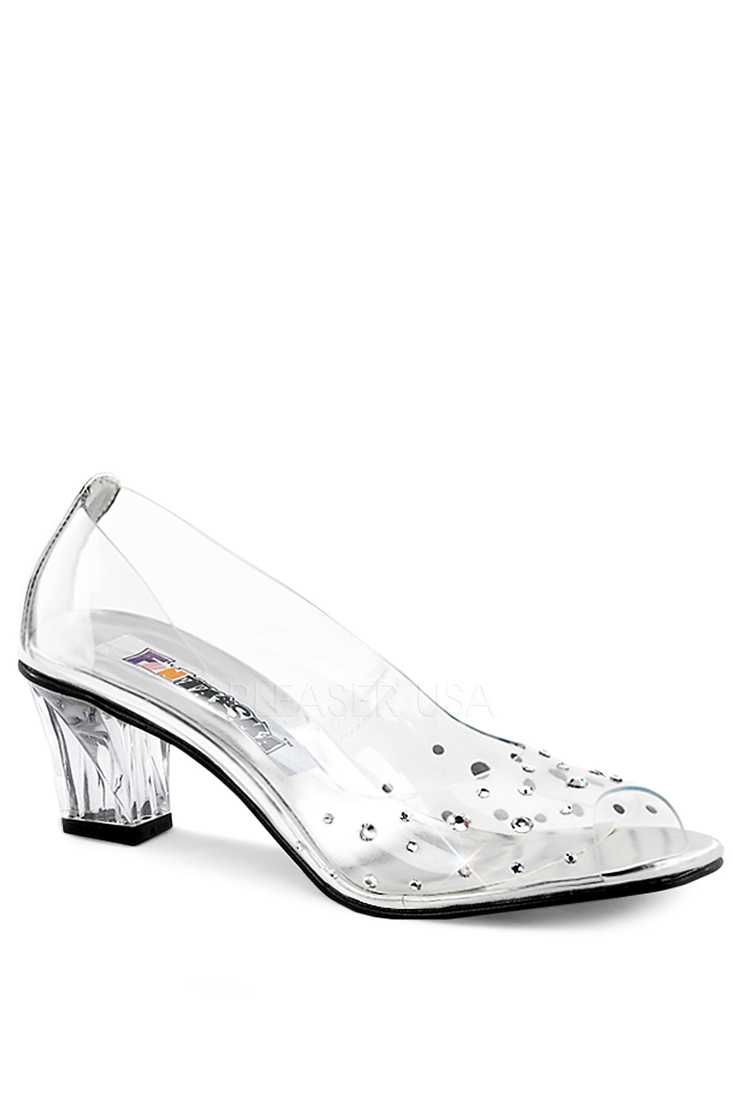 Clear Rhinestone Peep Toe Pump High Heels Lucite