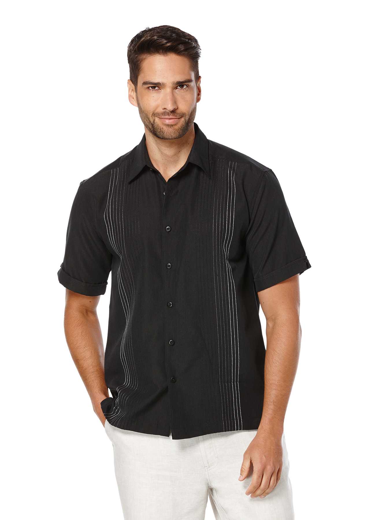 Cubavera Short Sleeve Texture Ombre Embroidery