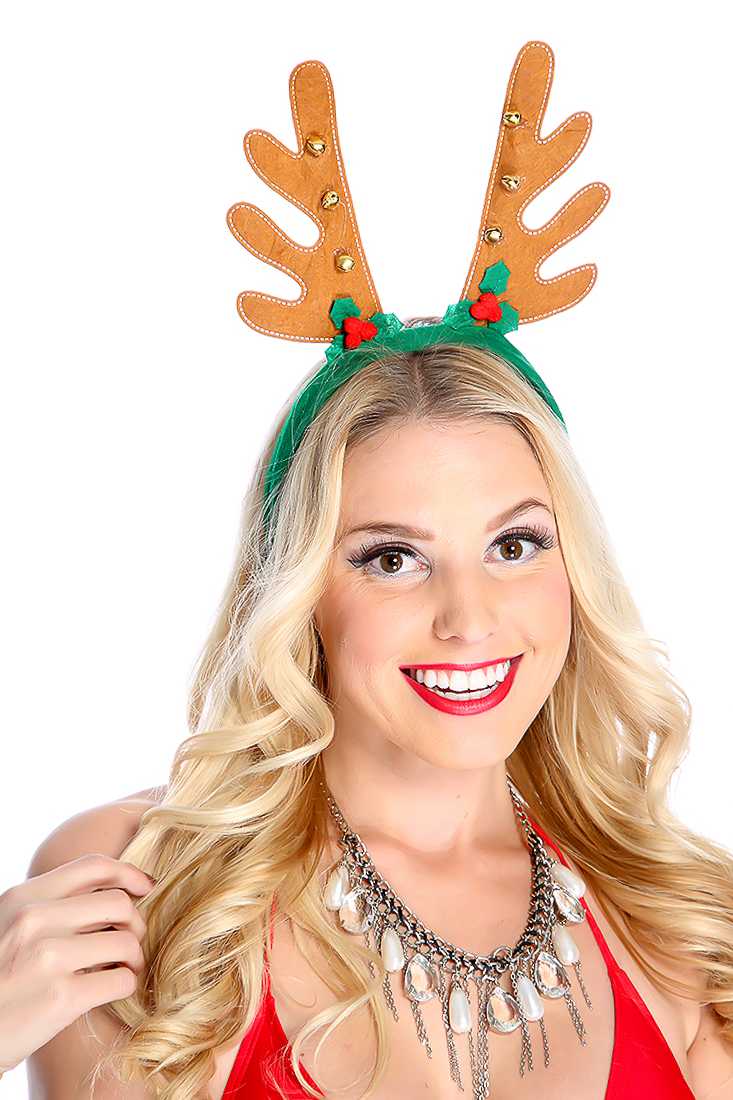 1 PC Green Brown Reindeer Ear Headband