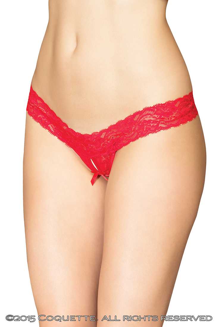 Red Crotchless Thong