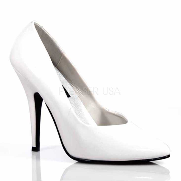 White Single Sole Pump High Heels Patent