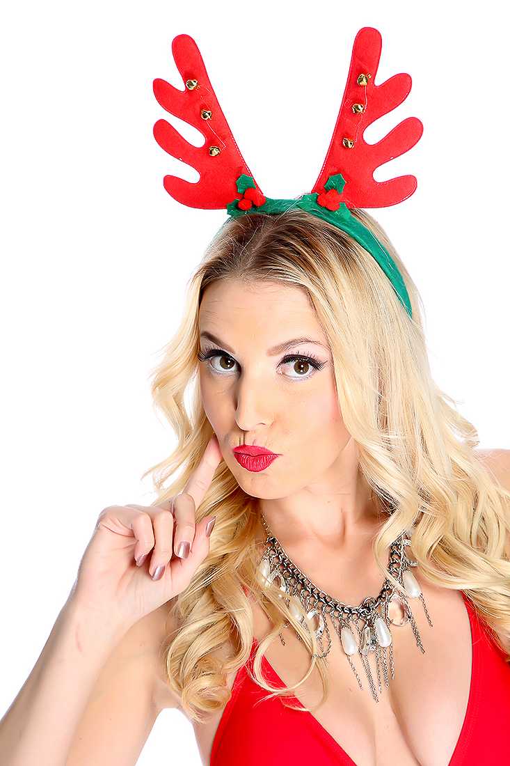 1 PC Green Red Reindeer Ear Headband