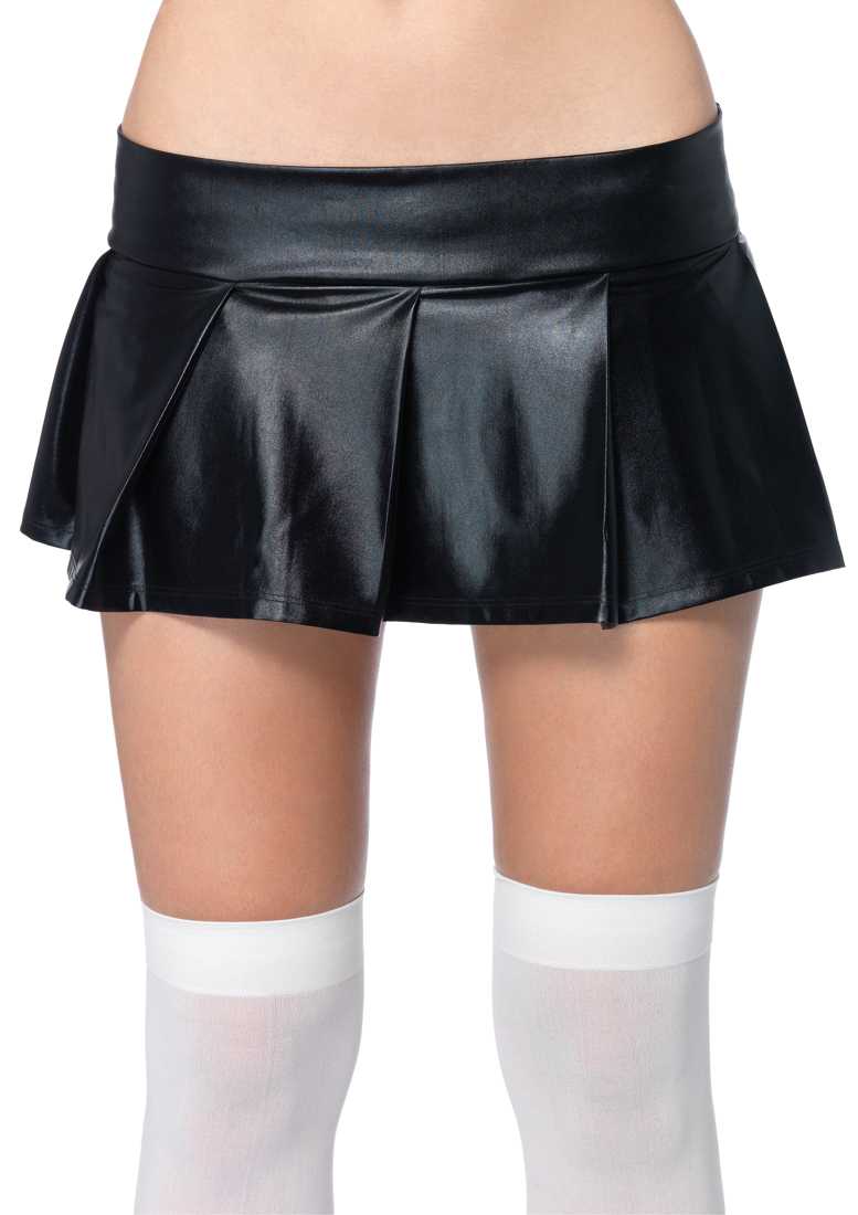 1 PC Black Pleated Lame Skirt