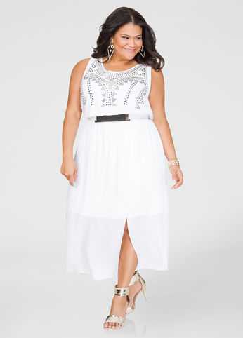 Gold Plate Belt Maxi Dress