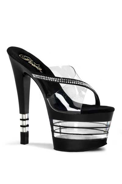 Clear Black Rhinestone Lined Platform High Heels