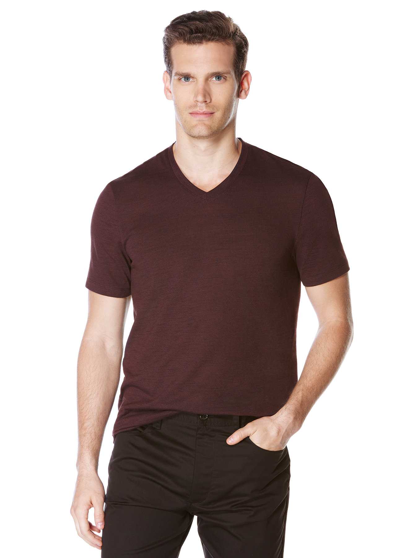 Perry Ellis Short Sleeve Textured V-Neck