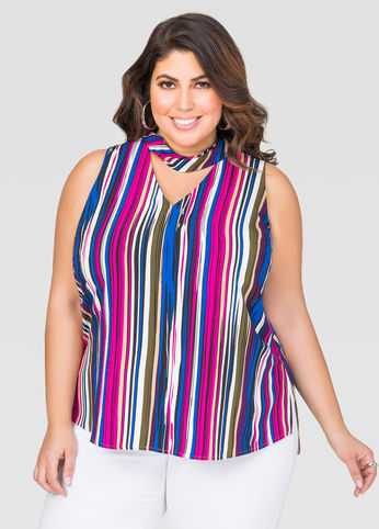 Striped Mock Neck Tank