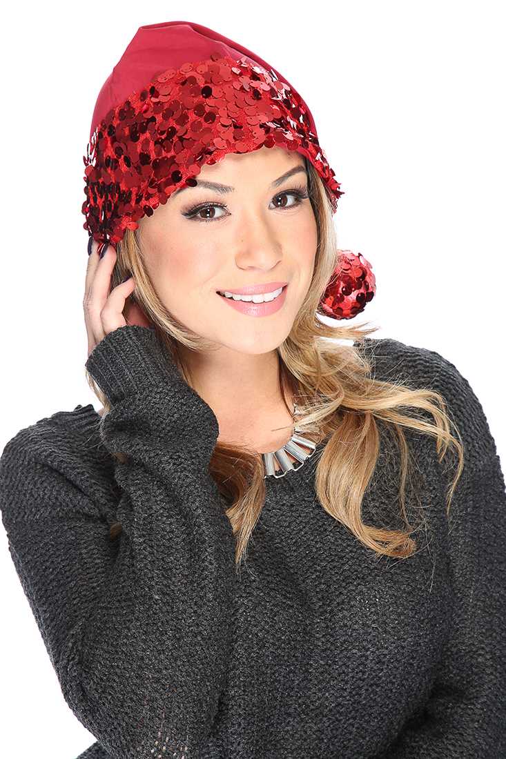 Red Sequin Cute Santa Hat