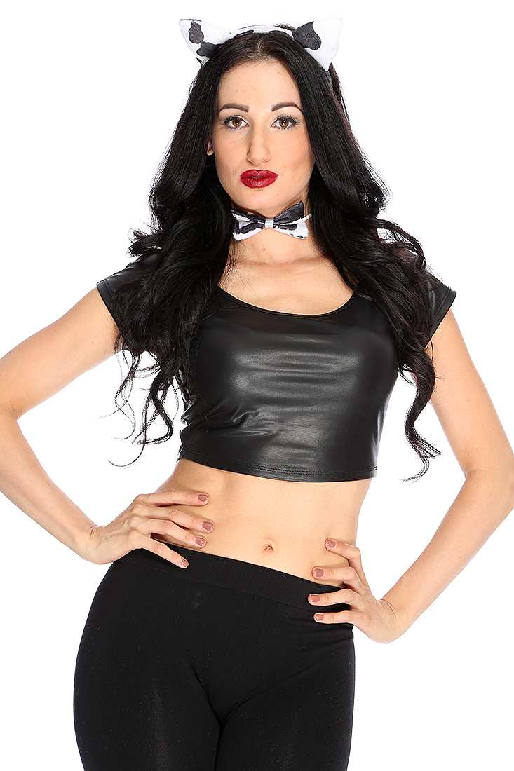 White Black Cow Ear Headband Costume Accessory Set