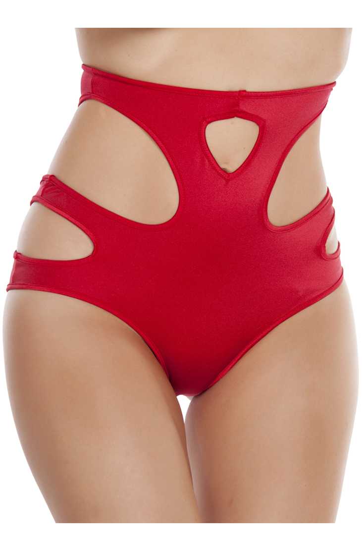 Red Cut Out High-Waisted Shorts