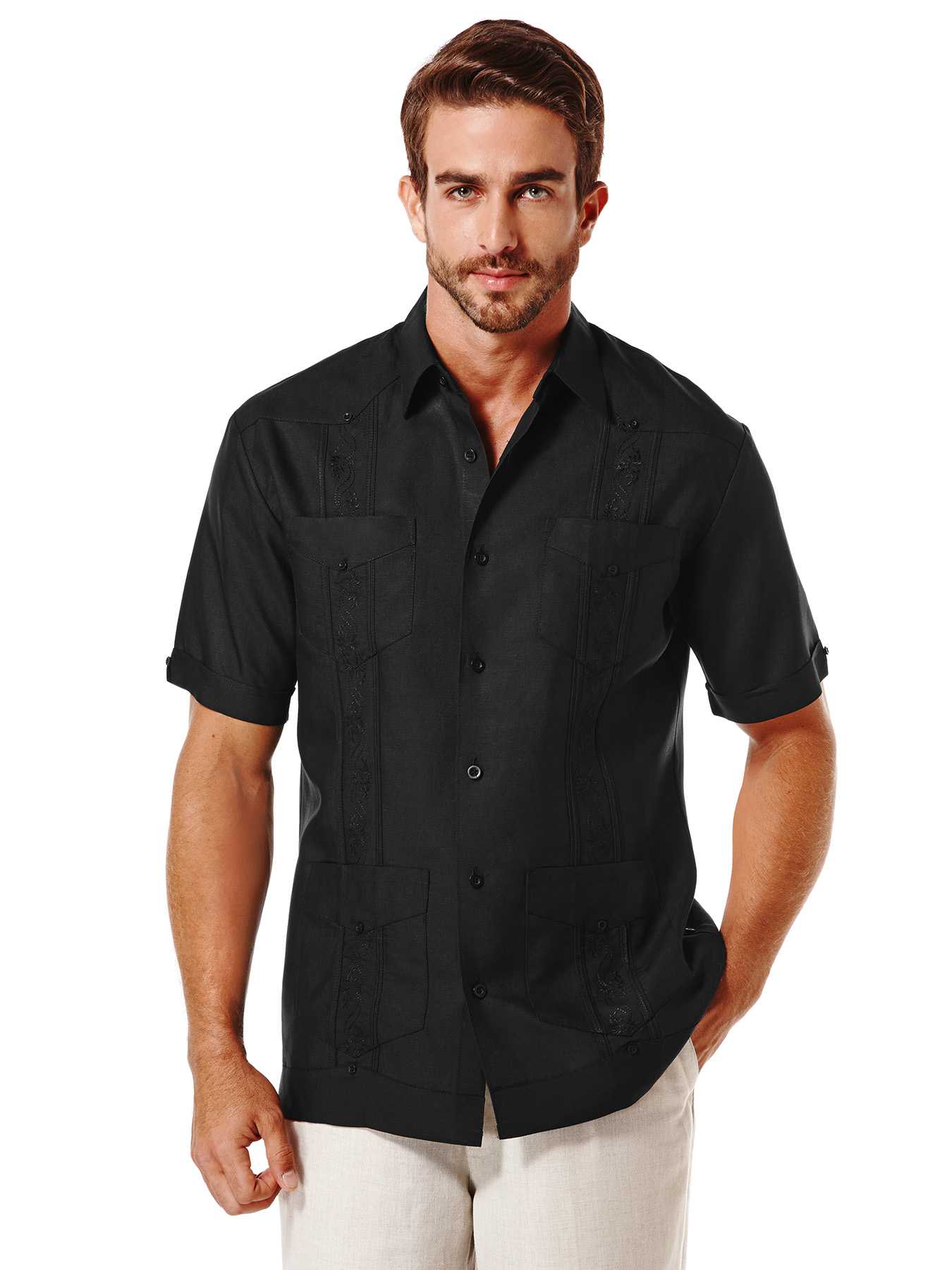 Cubavera Ramie/Rayon Short Sleeve Embroidered Guayabera