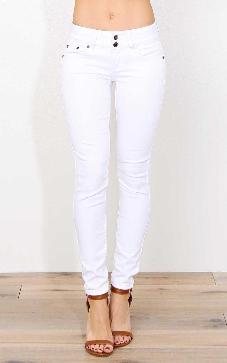 Memphis Medium Rise Twill Pants - White Denim in Size by Styles For Less