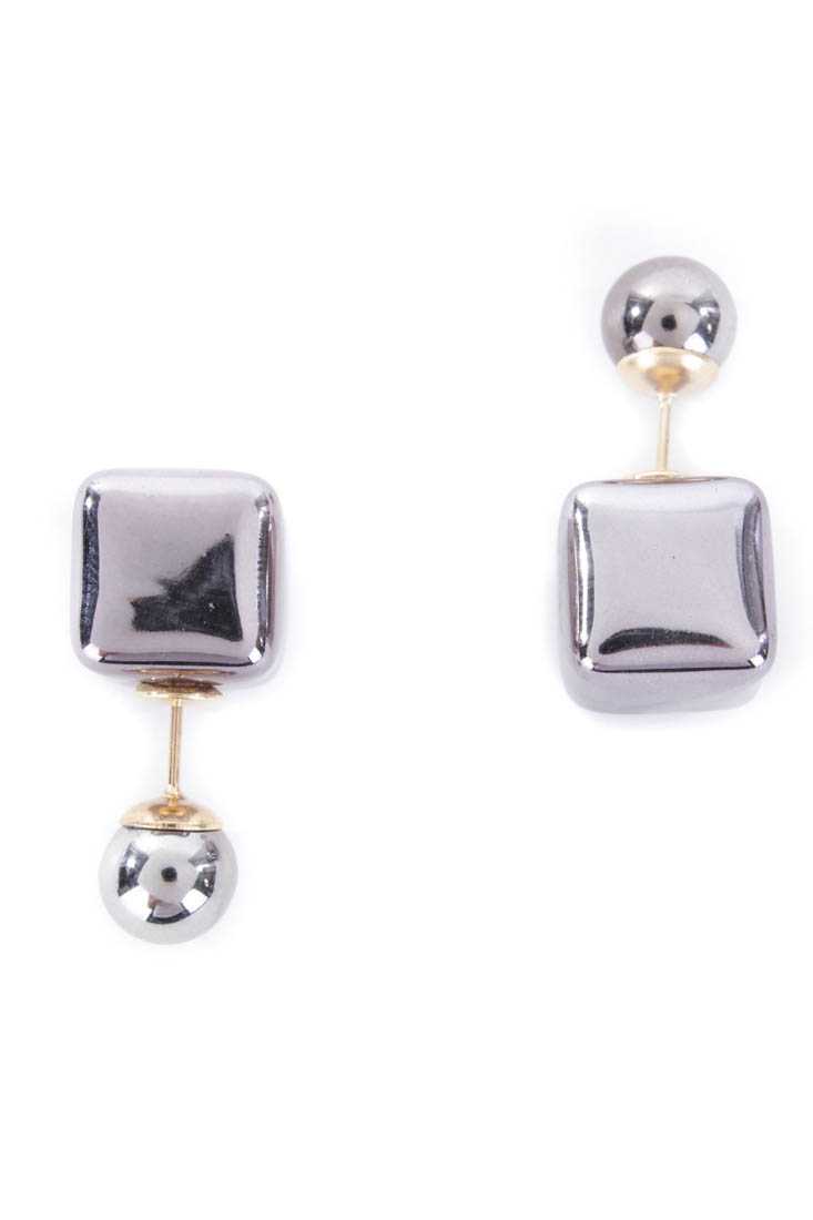 Pewter Cube Beaded Earrings