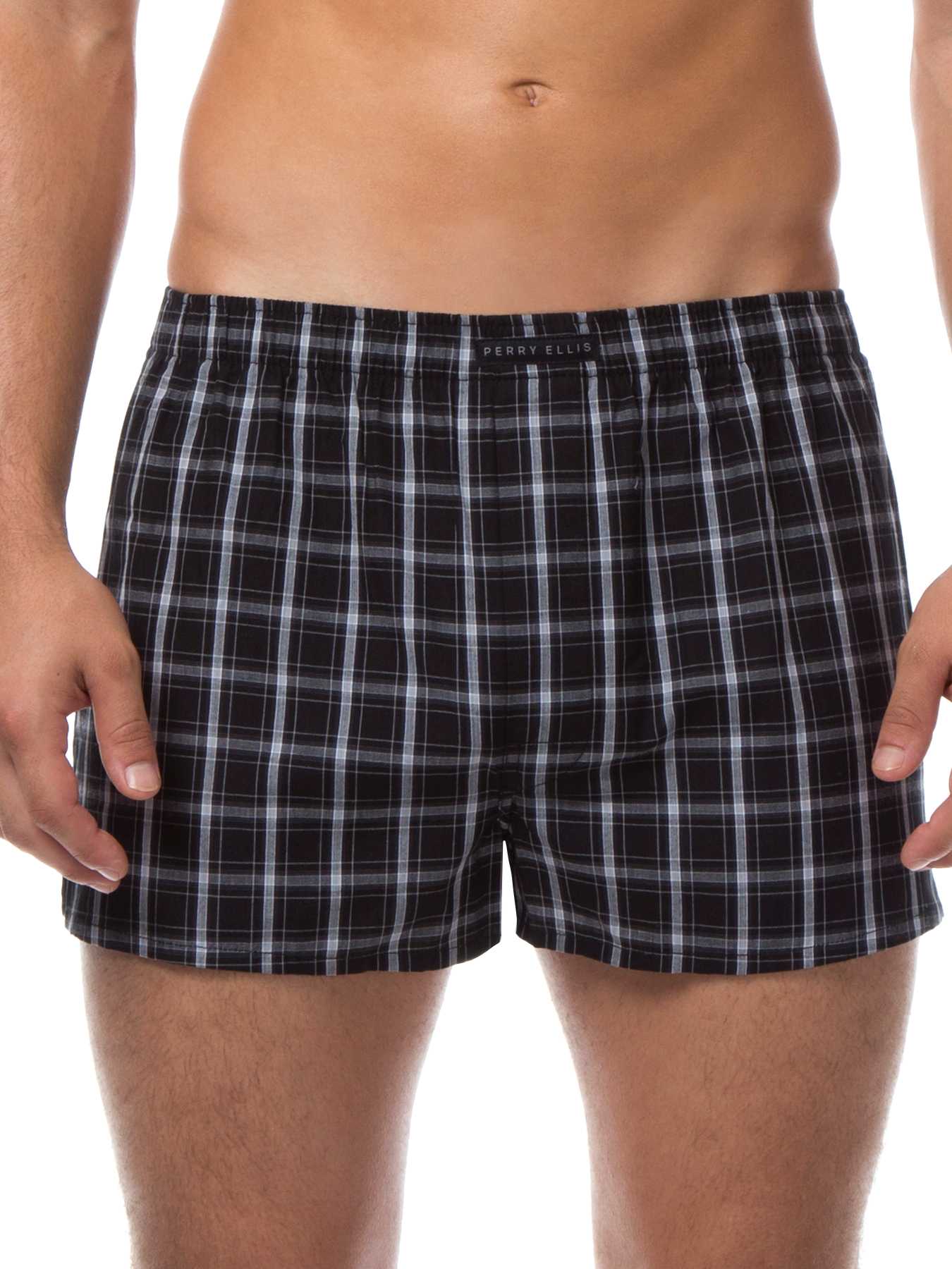 Perry Ellis 3 Pack Mini Plaid Woven Boxers