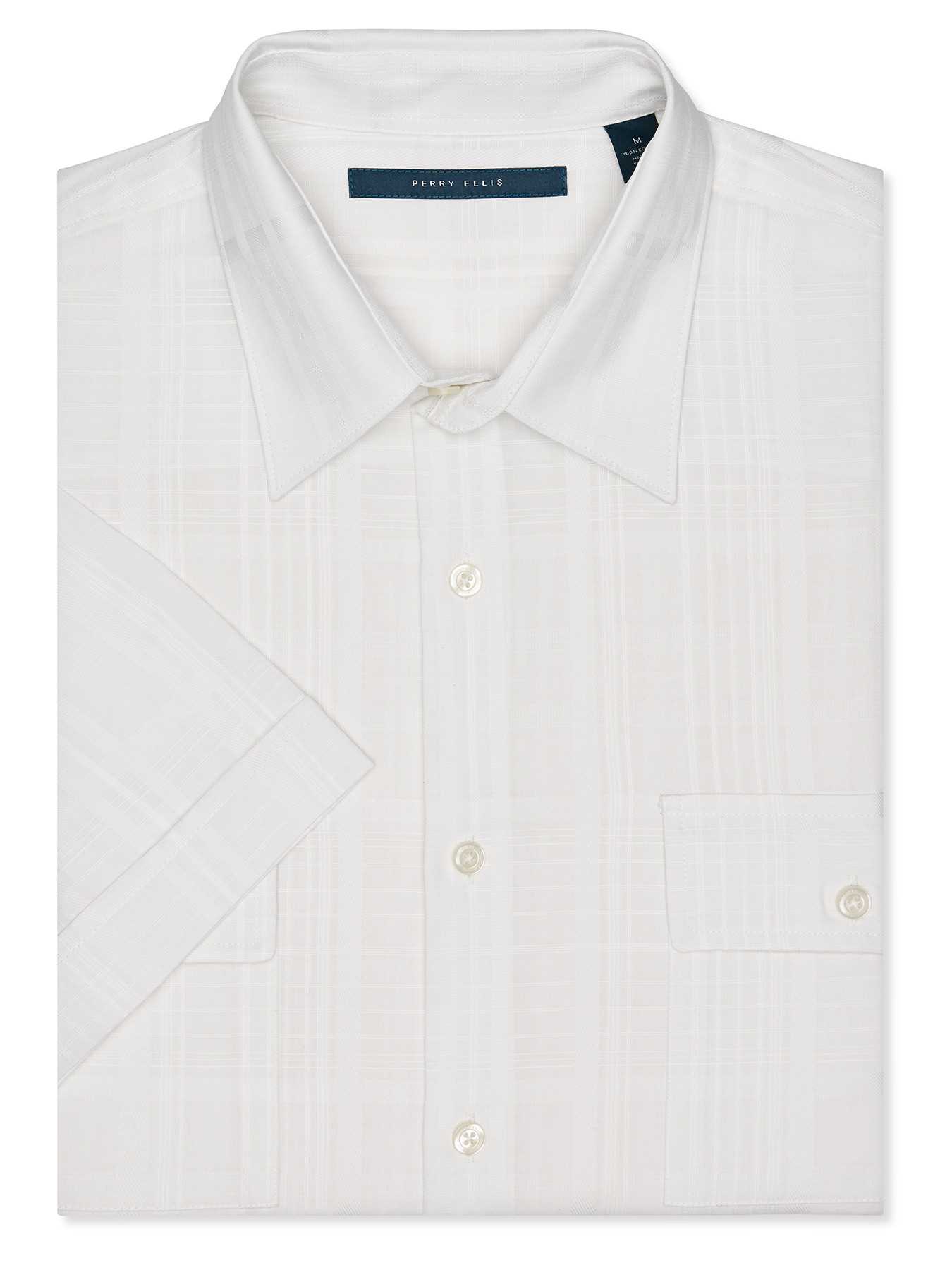 Perry Ellis Short Sleeve Solid Sateen Shirt