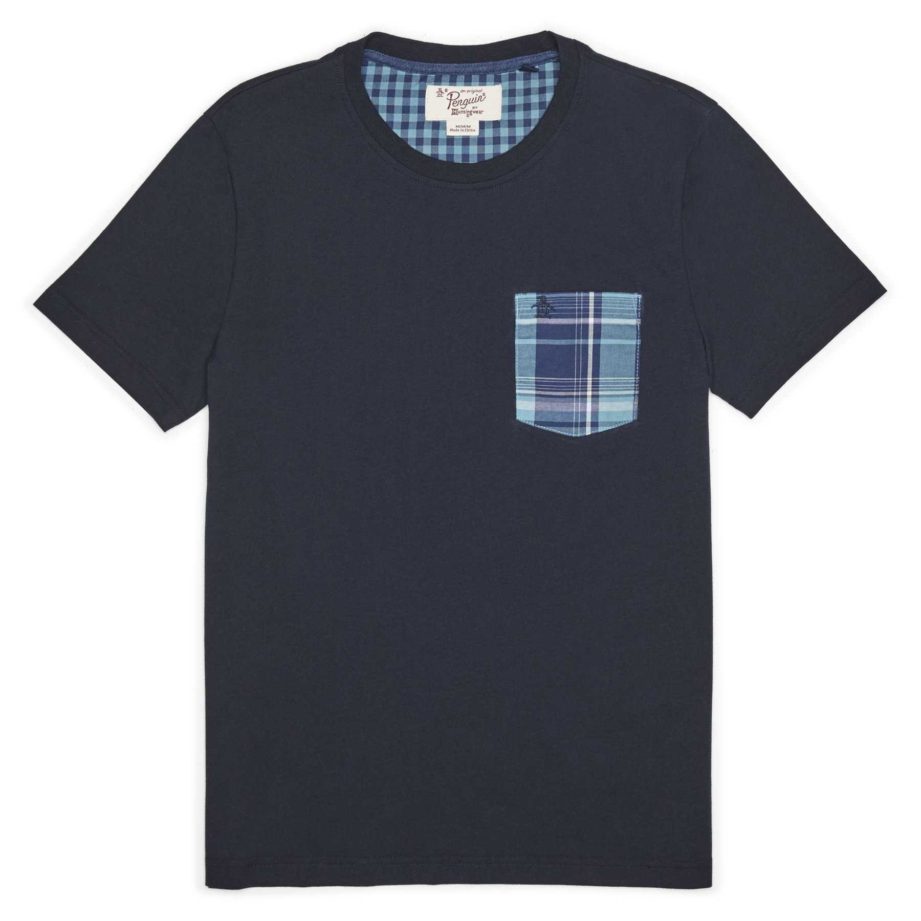 Original Penguin INDIGO PLAID POCKET TEE