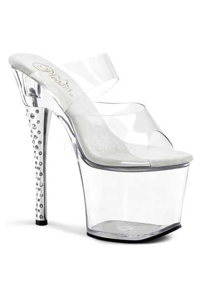 Clear Strappy Rhinestone High Heels
