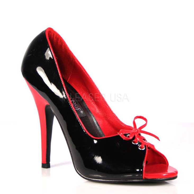 Black Red Peep Toe Pump High Heels Patent