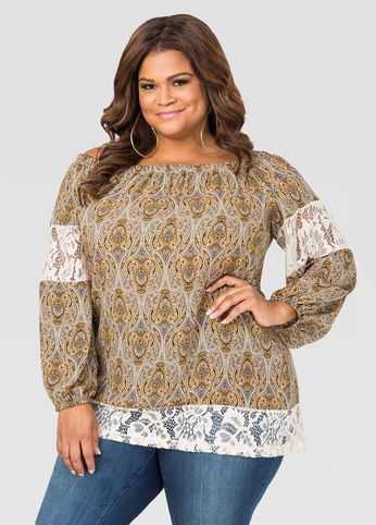 Lace Inset Boho Blouse