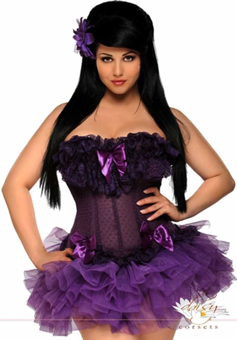 Steel Boned Mesh Underwire Corset Pettiskirt Set