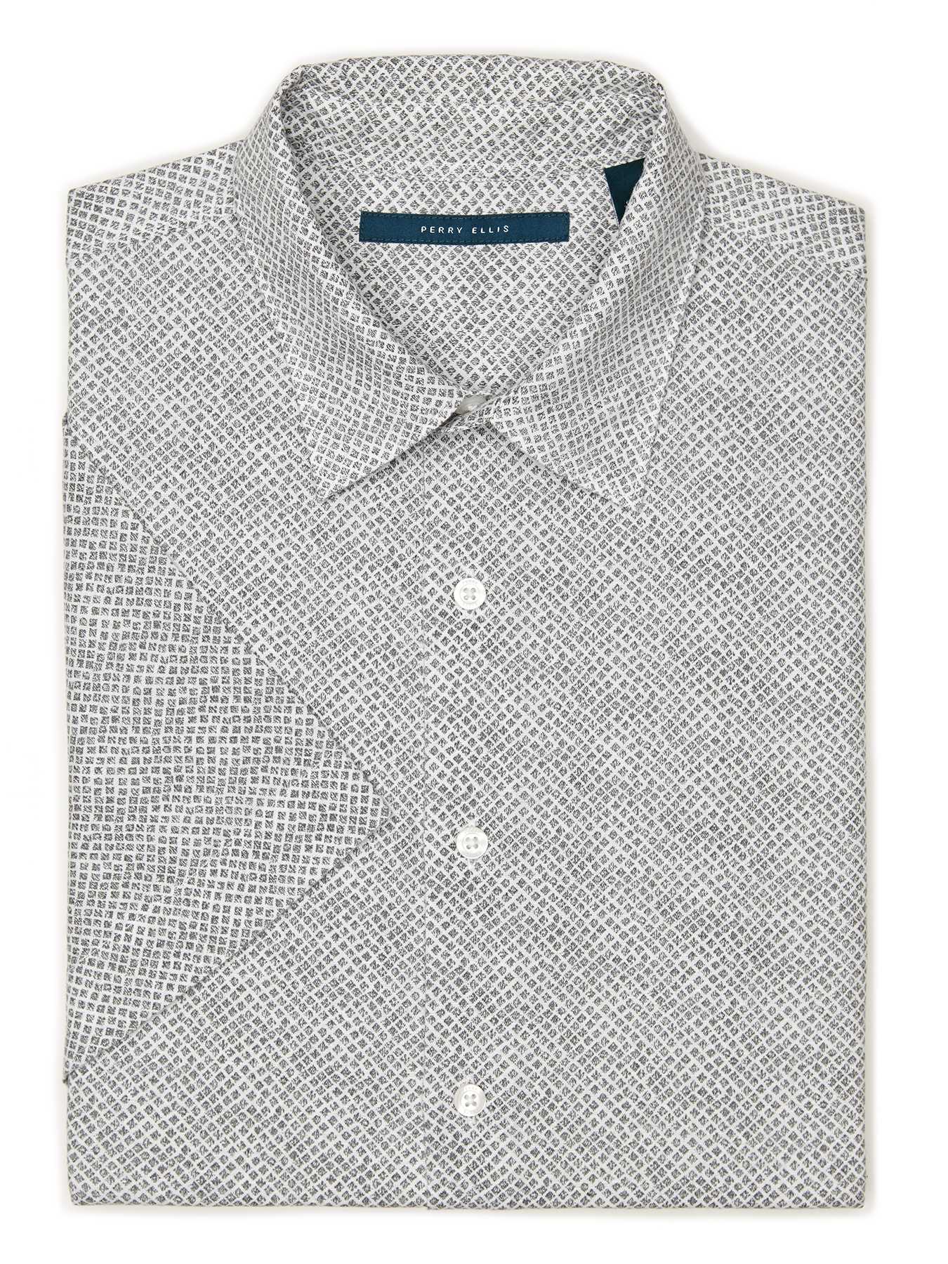 Perry Ellis Short Sleeve Diamond Linen Shirt
