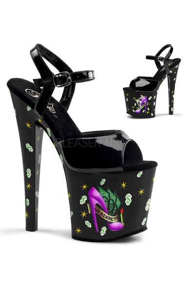 Black Patent Printed Platform High Heels