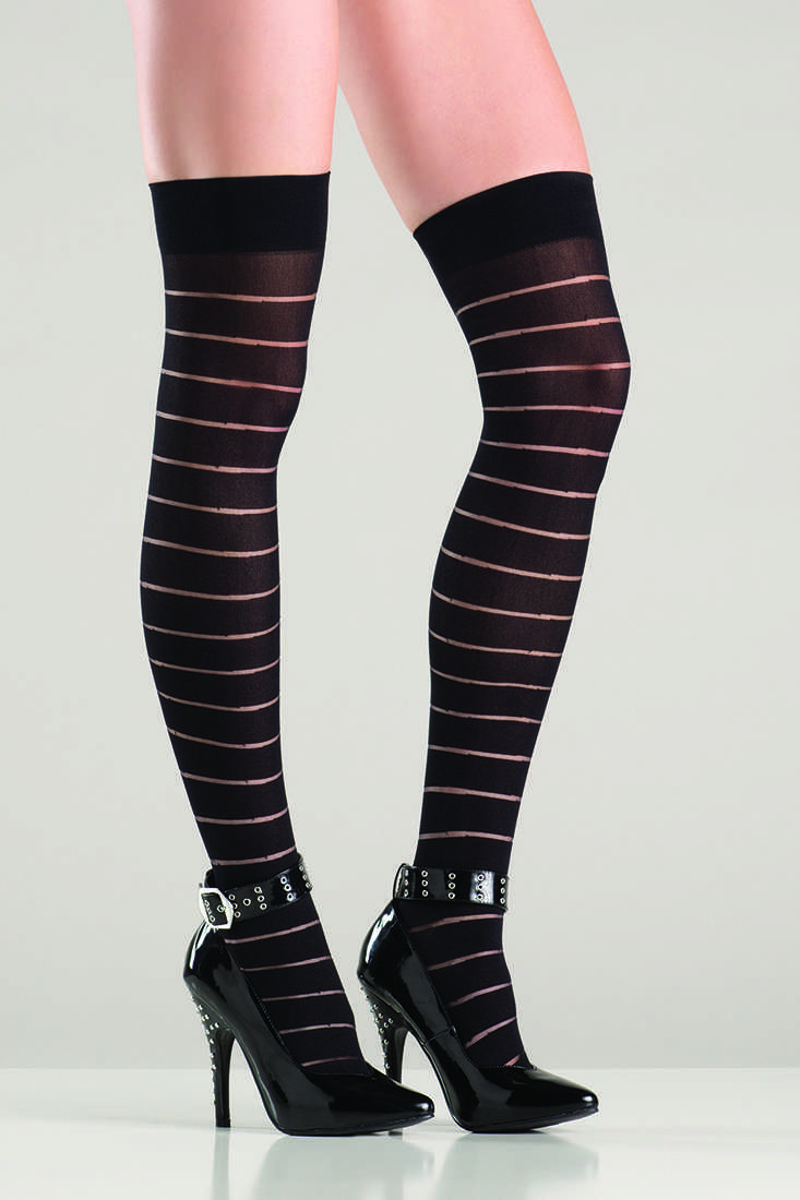 Black Striped Thigh Highs