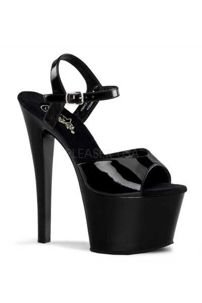Black Patent Peep Toe Platform High Heels