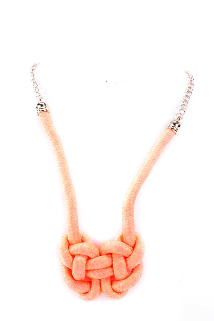 Neon Coral Knotted Rope Necklace