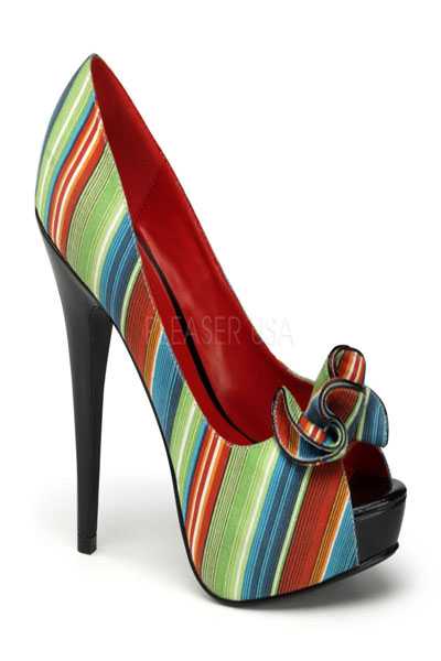 Serape Printed Fabric Peep Toe Pumps
