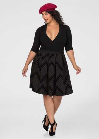 Flocked Pleated A-Line Skirt