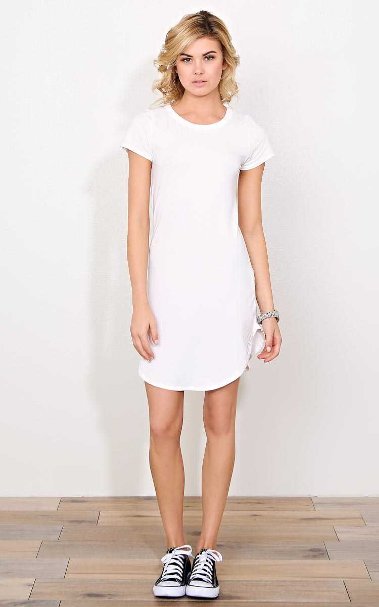 Afternoon Knit T Shirt Dress - - Ivry/Natrl in Size by Styles For Less