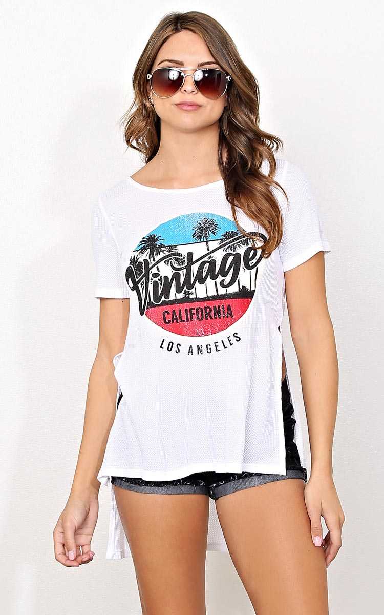 VINTAGE CALIFORNIA Thermal Knit Top - - White in Size by Styles For Less
