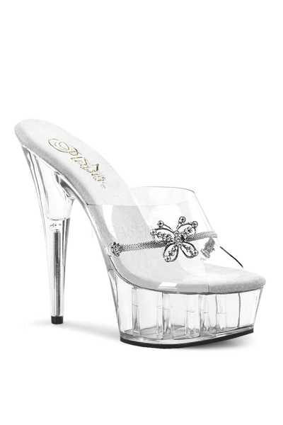 Clear Silver Rhinestone Butterfly High Heels