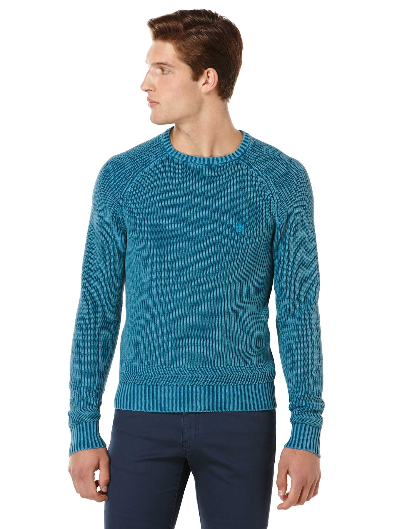 Original Penguin CREW NECK ACID WASH KNIT SWEATER