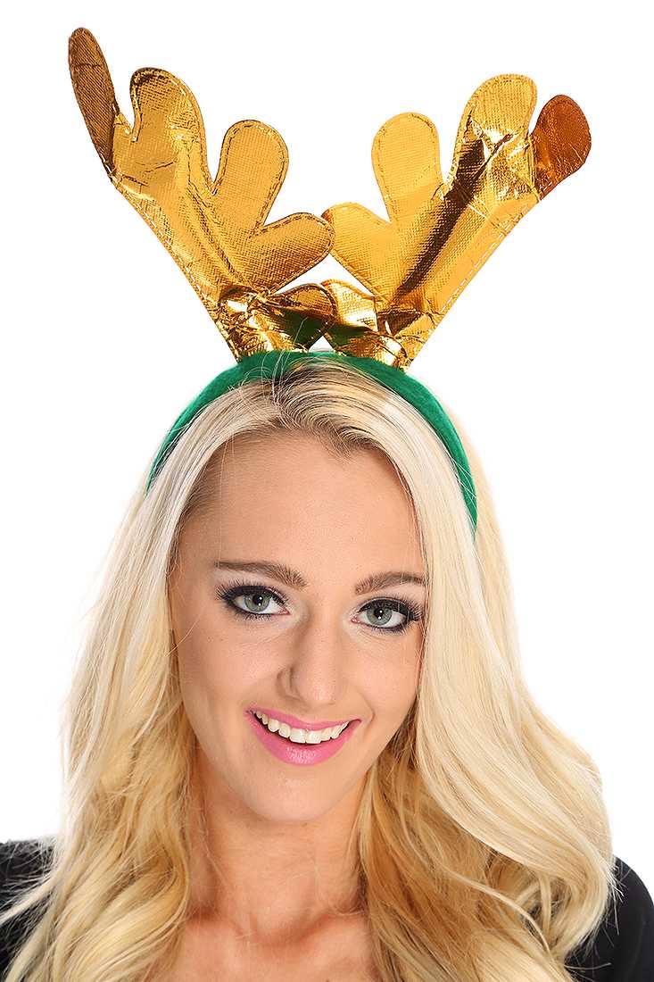 1 PC Green Gold Reindeer Ear Headband