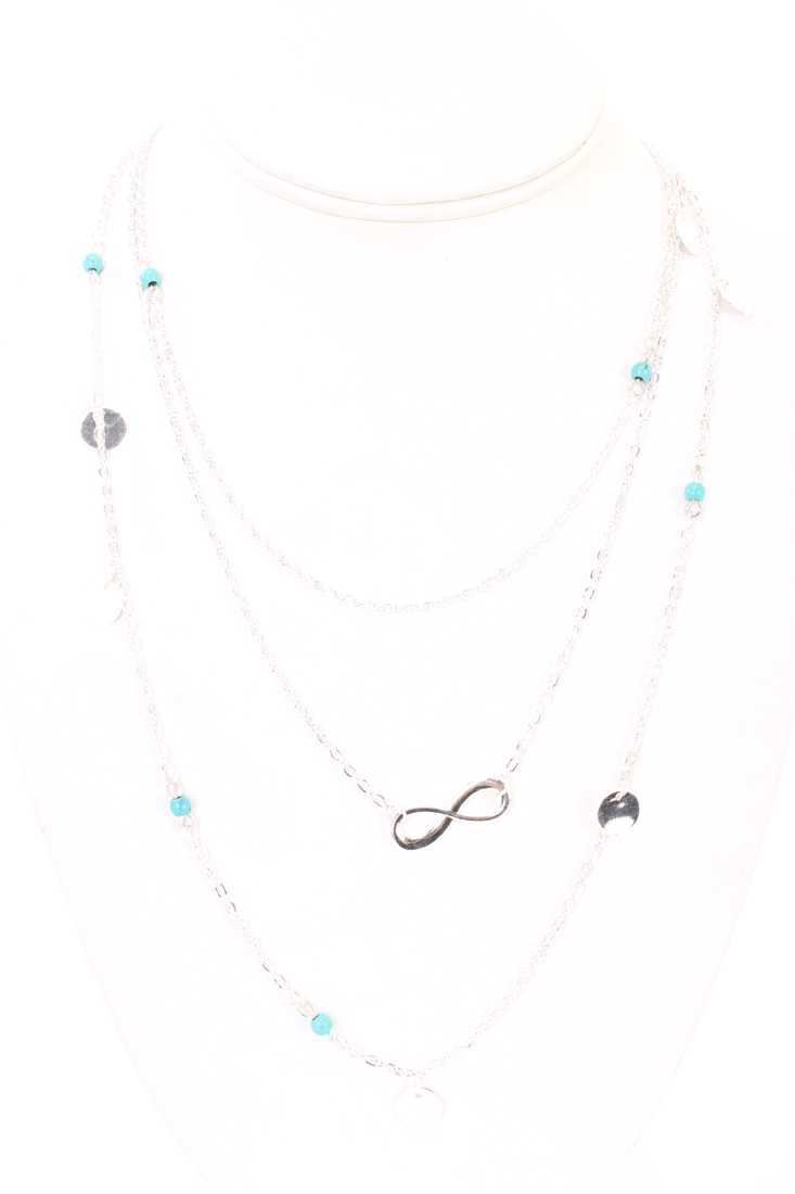 Silver Infinity Accent Layered Design Necklace