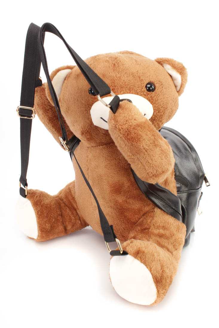 Brown Stuffed Animal Bear With Attached Backpack Bag