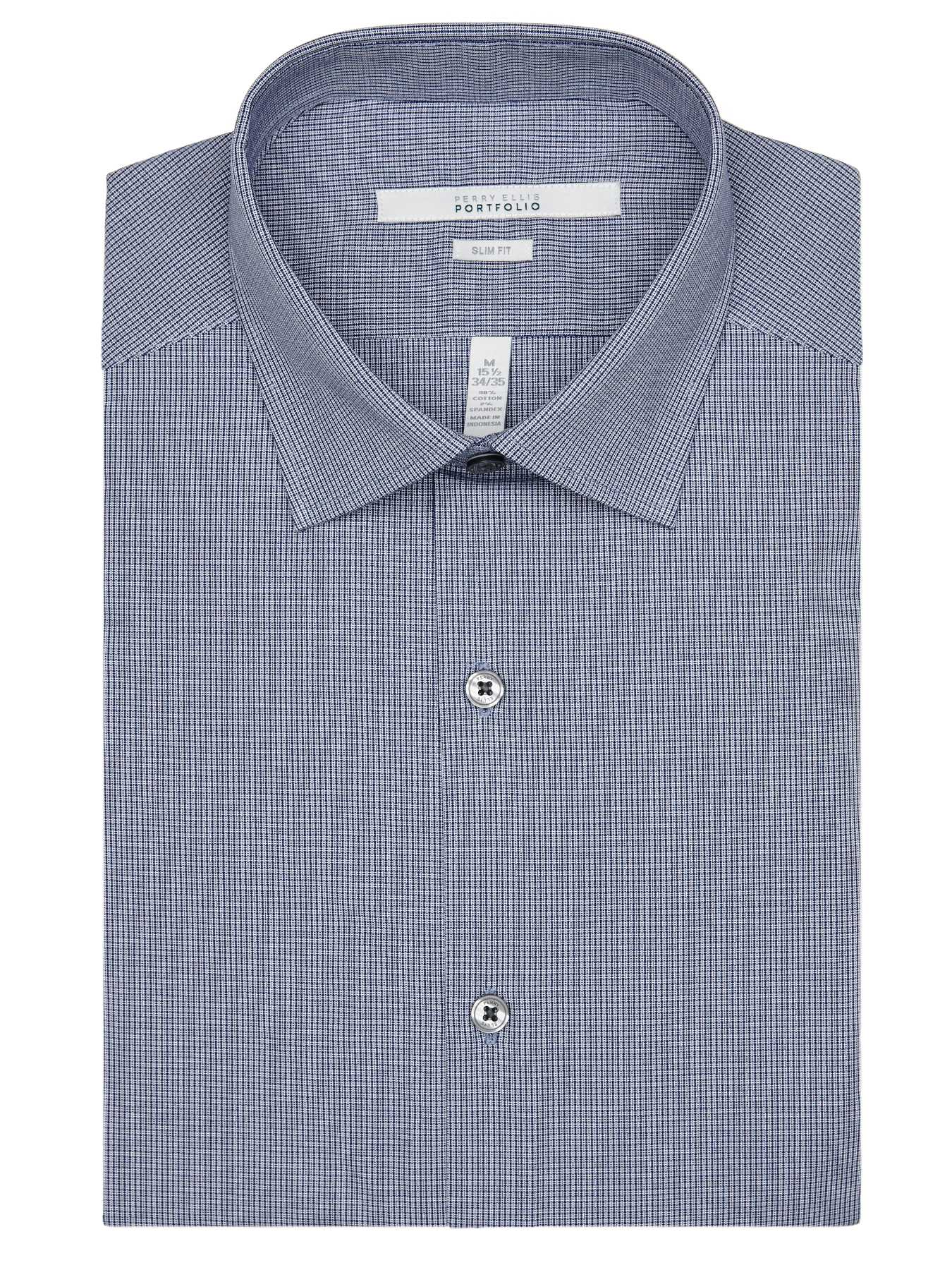 Perry Ellis Slim Fit Micro Check Dress Shirt