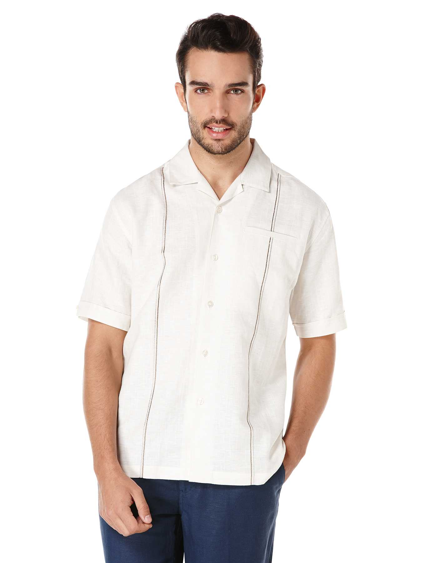Cubavera Linen Short Sleeve Slub Camp Collar Shirt