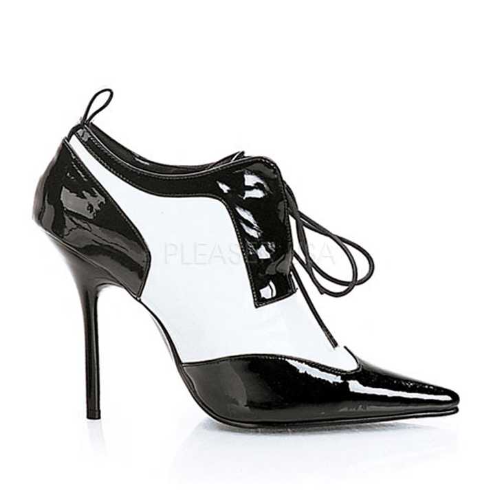 Black White Two Tone Booties Patent