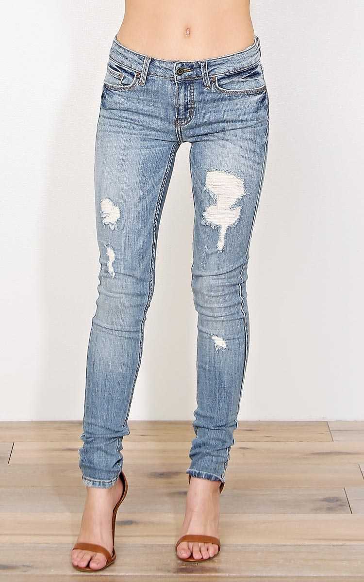 Eunina Rita Distressed Skinny Jeans - Med Destroyed in Size by Styles For Less