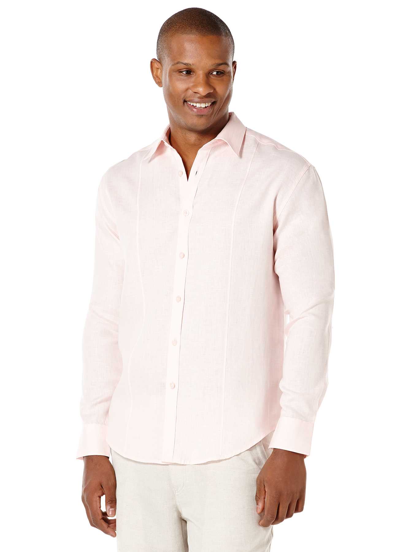 Cubavera 100% Linen Long Sleeve Tuck Shirt