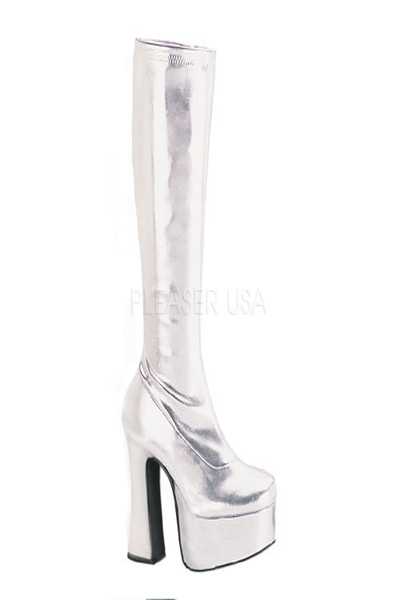 Silver Metallic Faux Leather Boots