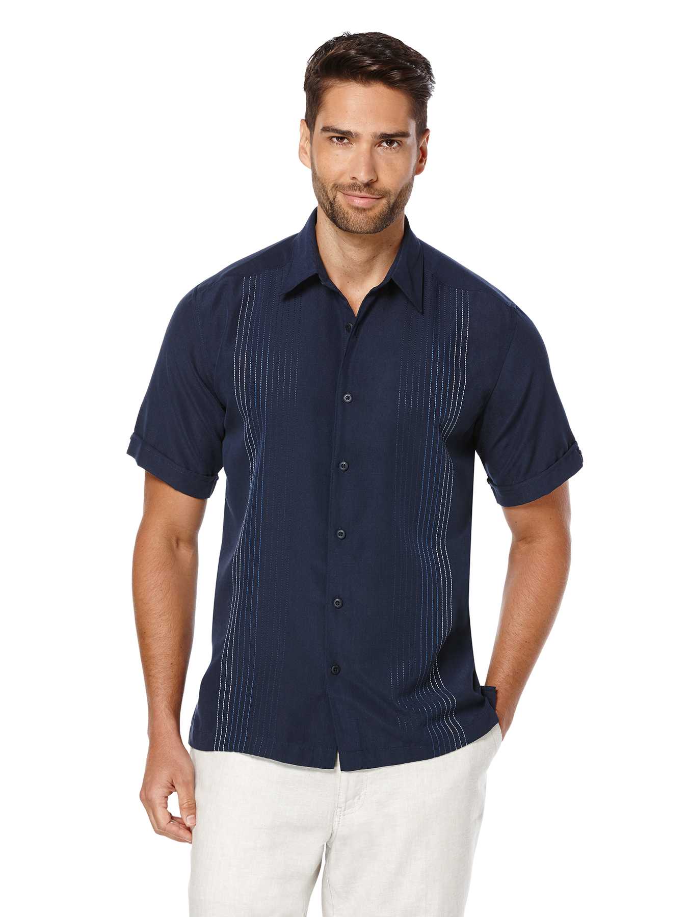 Cubavera Short Sleeve Texture Ombre Embroidery
